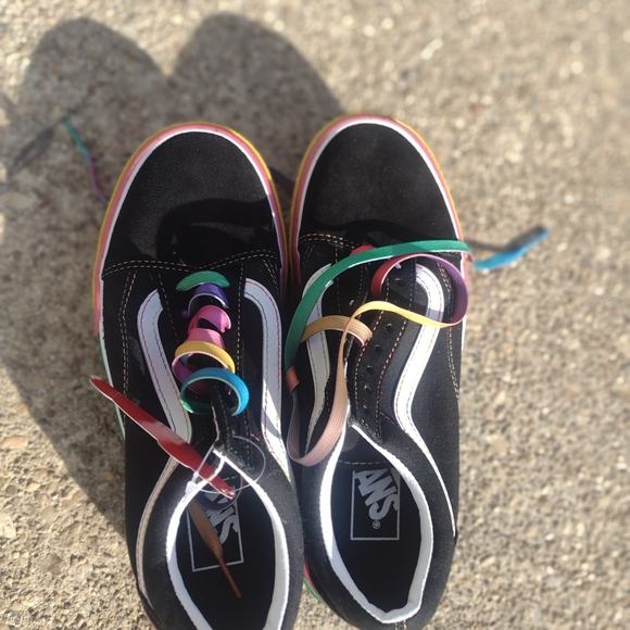 Vans Black Multicolor Platform Shoes - Picture 8 of 8
